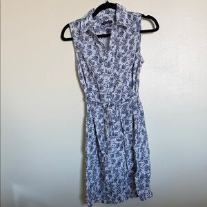 Tommy Hilfiger Navy and White Patterned Midi Dress